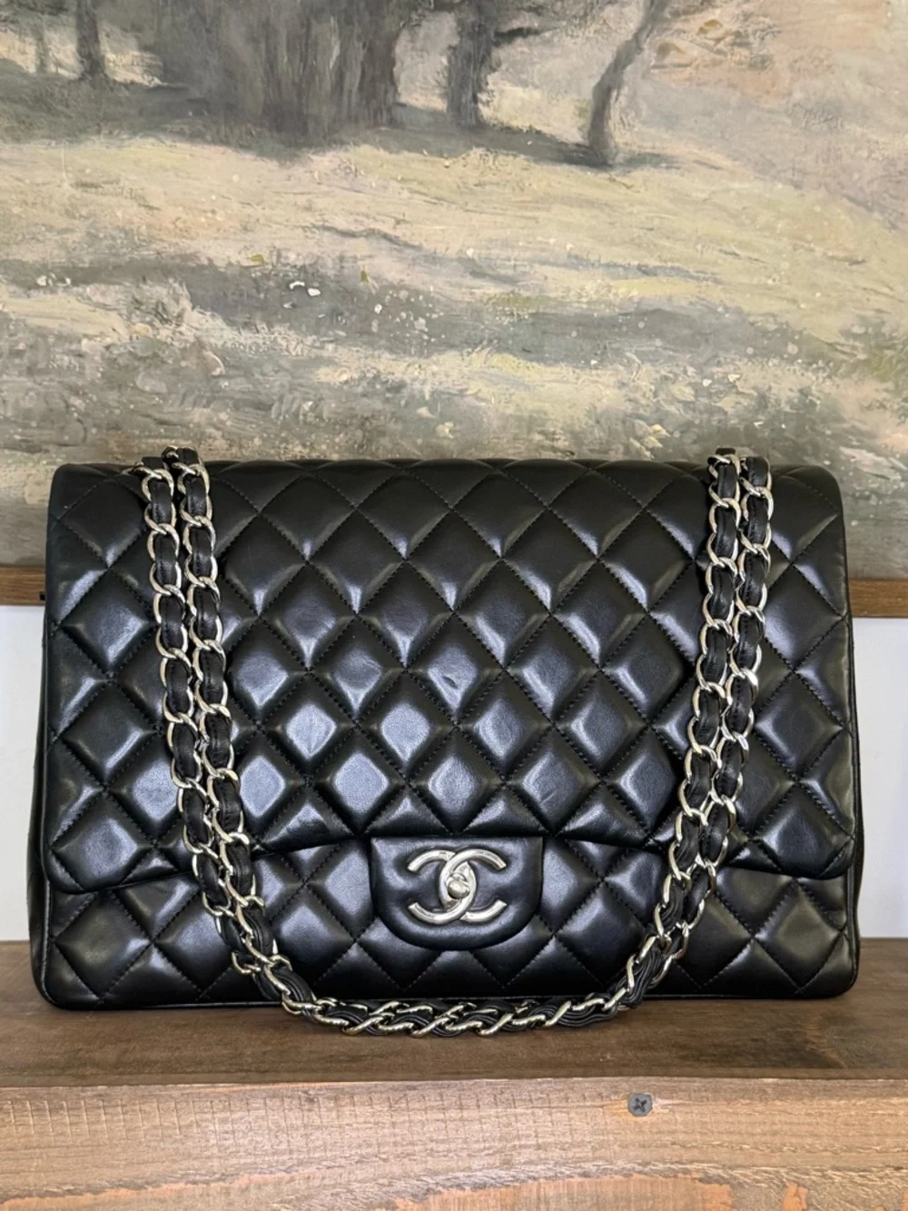 CHANEL MAXI Shoulder Bag with SILVER HARDWARE - Picture 2 of 14